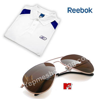 MTV Aviator Sunglasses + T-Shirt (Blue) at 72% Discount