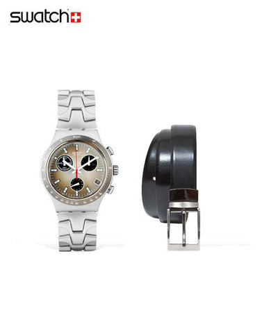 Get Swatch Chrono Watch YCS4020AGD and Reversible Belt Combo!