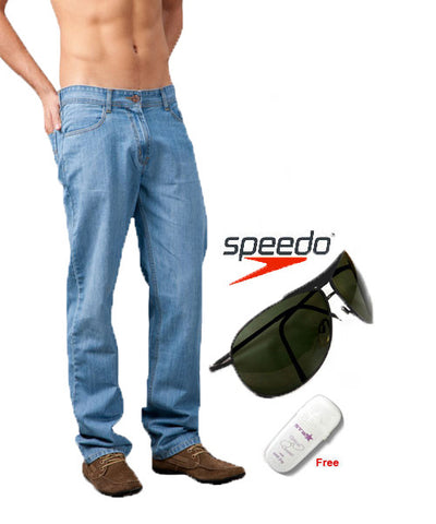 68% discount on Speedo Green Sunglasses with a Free Optical Cleaner and Yepme Jeans!