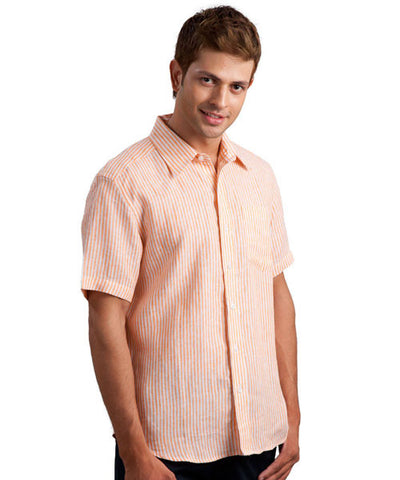Linen Formal Orange Strip Shirt