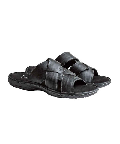 Black Leather Outdoor Open Footwear