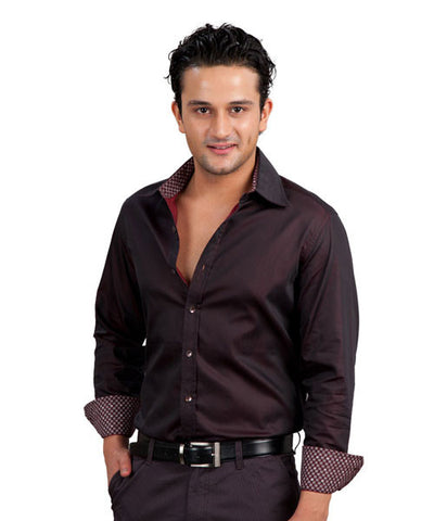 Reddish Brown Printed Solid Party Wear Shirts