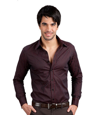 Reddish Black Stripe Party Wear Shirt