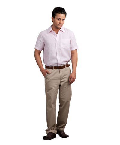 Yepme Pink Stripes Shirt with Khaki Trouser & Slip-On Shoes
