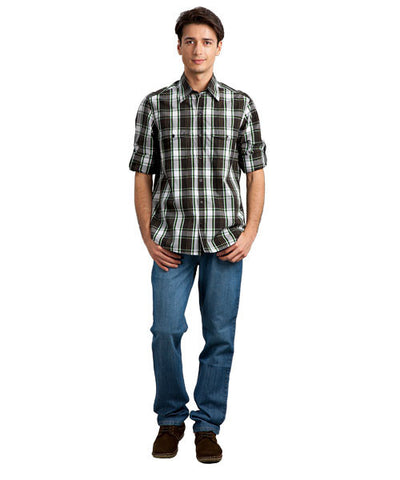 Yepme Block Check Shirt with Blue Jeans & Suede Shoes