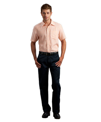 Yepme Fresh Orange Linen Shirt with Blue Trousers & Formal Shoes