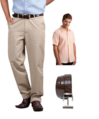 Yepme Linen Stripes Shirt, Khaki Trouser and Belt Combo!