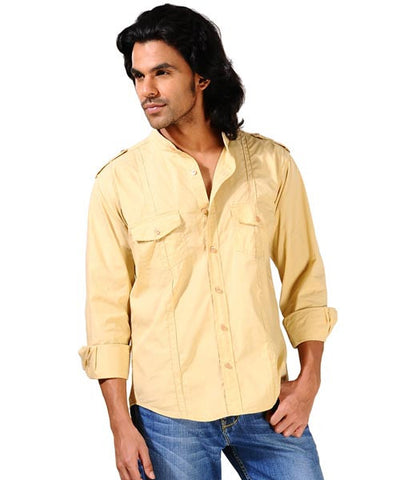 Yepme Khaki Turtle Neck Shirt