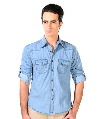 Yepme  Light Blue Denim Shirt