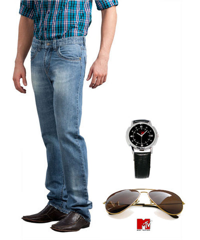 Buy Yepme Blue Jeans,Mtv Sunglasses and MTV Watch Combo!
