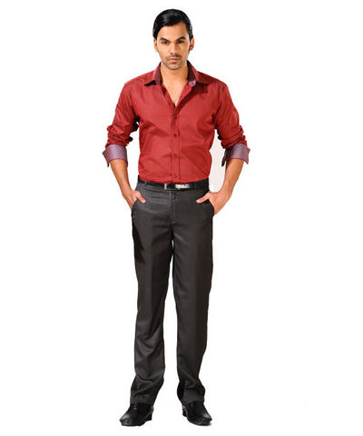 Yepme Maroon Party Shirt with Brown Trouser & Slip On Shoes