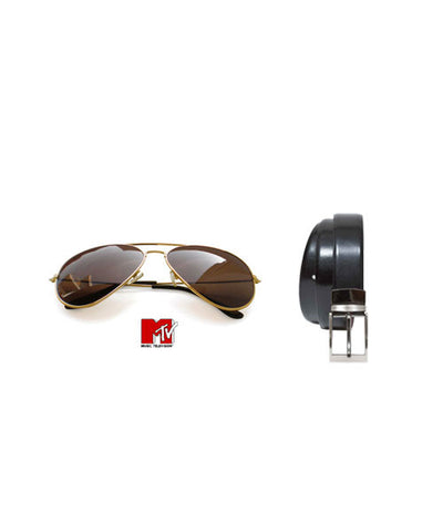 MTV Sunglasses and Black Reversible Belt Combo!