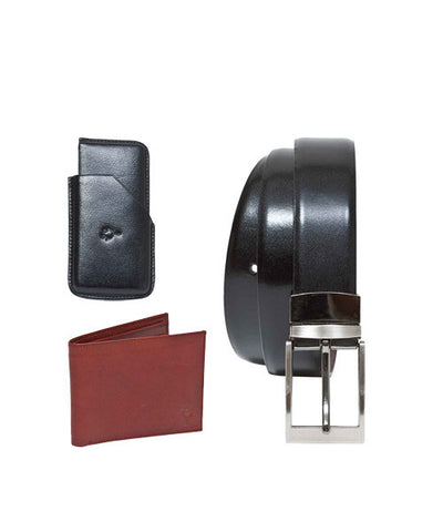 Yepme Brown Wallet, Black Reversible Belt and Black Leather Card Holder Combo!