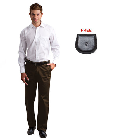 Brown Trousers, White Formal Shirt and Free Coin Holder Combo!