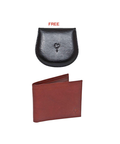 Brown Leather Wallet and Free Coin Holder Combo!