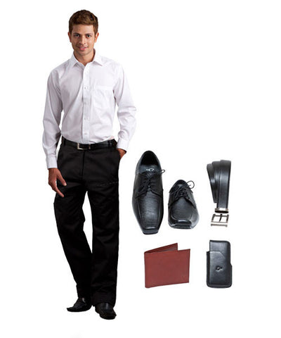 Yepme Formal Shirt, Trouser, Black Formal Shoes, Belt, Wallet and Card Holder Combo!