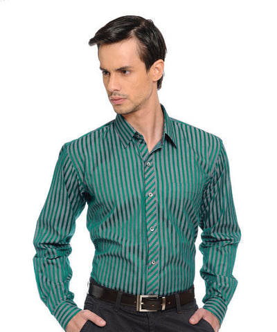Yepme Green Stripes Party Shirt