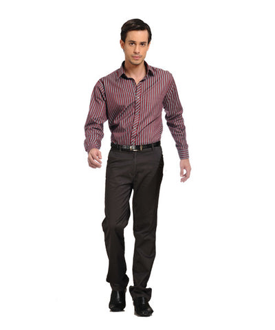 Yepme Black Trousers and Maroon Stripes Party Wear Shirt Combo!