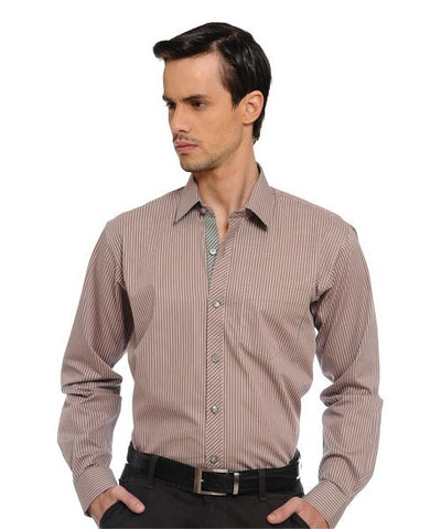 Yepme Light Brown Stripes Party Shirt