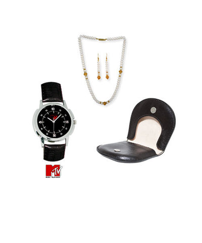 Jpearl Orange Necklace Set, MTV Watch and Coin Holder Combo!